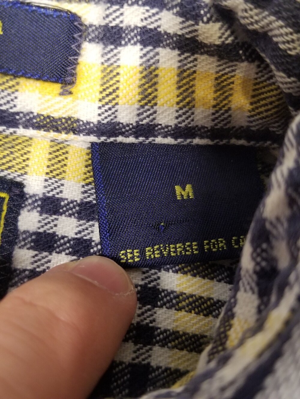 Vintage 90s Oshkosh B Gosh Mens Flannel Shirt Medium USA Plaid Blue Yellow - Picture 5 of 8